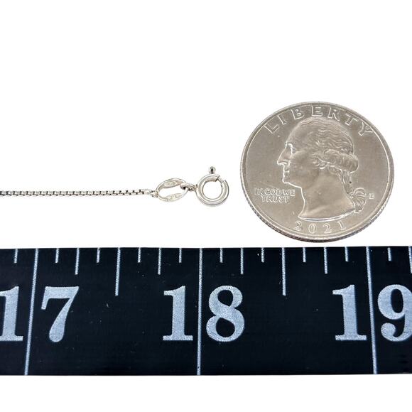 Vintage Italy Sterling Silver 925 Box Chain Necklace 18" - Picture 2 of 3